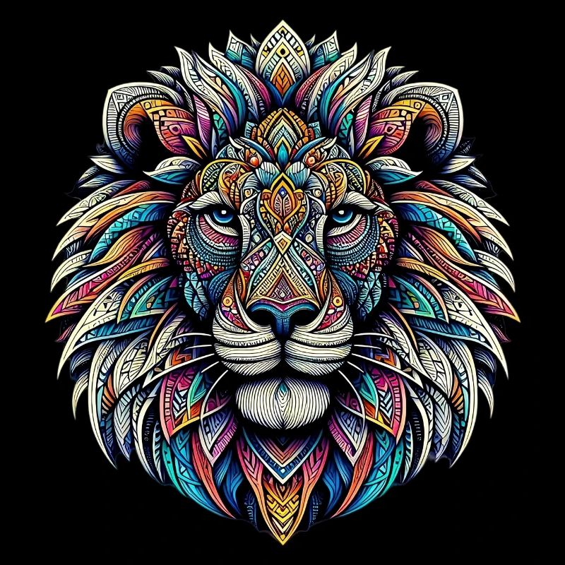 Lion decorated with Mandalas