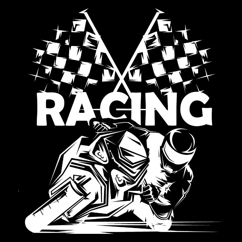 Symbole de course de moto Drapeau à damier Logo de piste de course