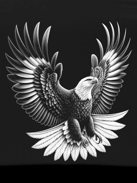 Proud bald eagle in flight