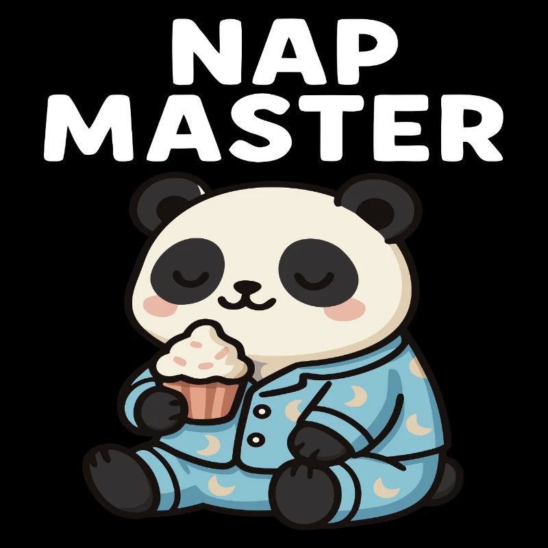 Cute panda bear in pajamas with cupcake