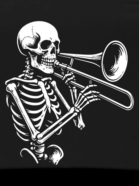 Skeleton Trumpet Jazz Silhouette