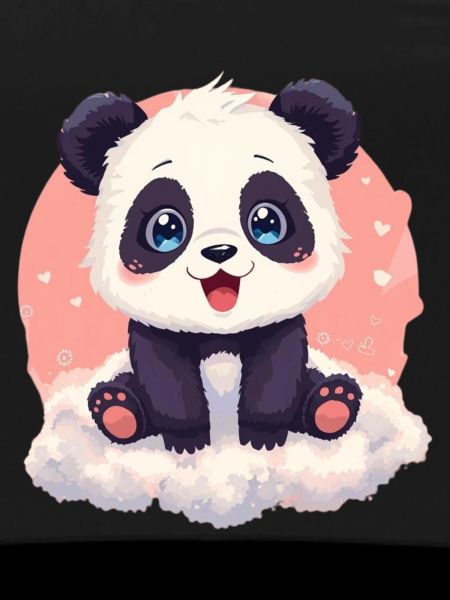 Cuddly Panda on Pink Cloud
