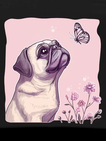 Pug with butterfly