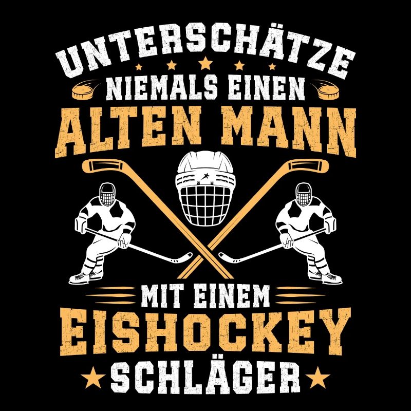 Eishockey alten mann mit einem eishockey schläger
