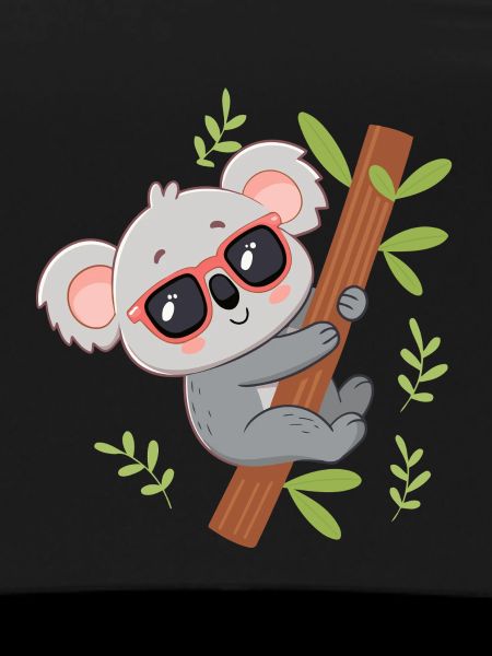Koala plugged into tropical branch