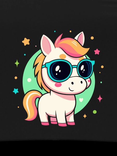 Rainbow pony with glasses