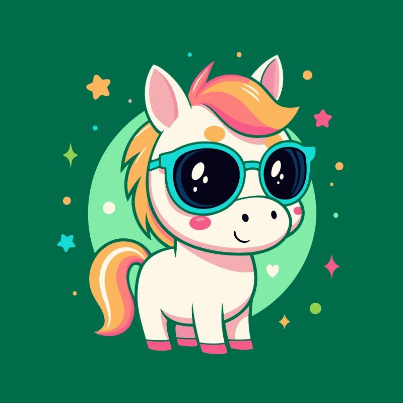 Regenbogenpony mit Brille