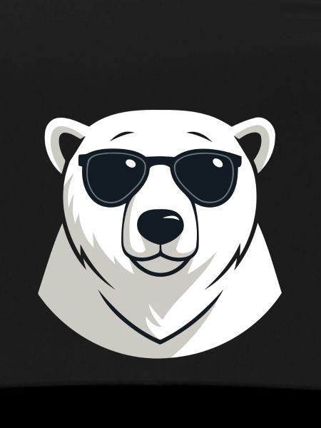 Eisbär mit dunkler Brille