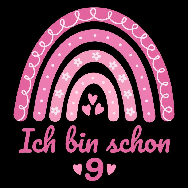 9. Geburtstag Mädchen Regenbogen Ich bin schon 9