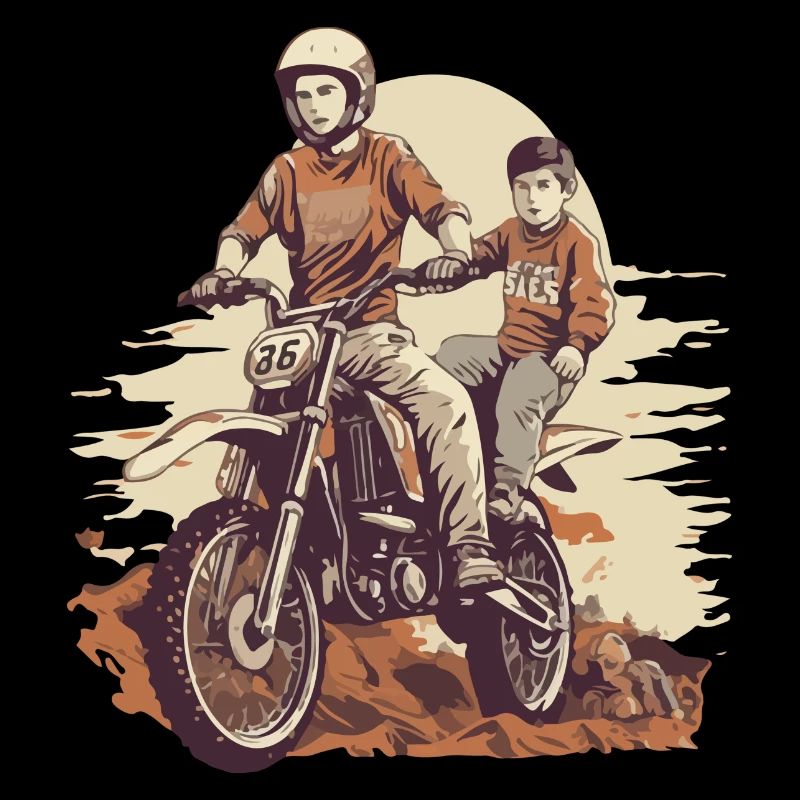 Vater und Sohn auf Motorrädern