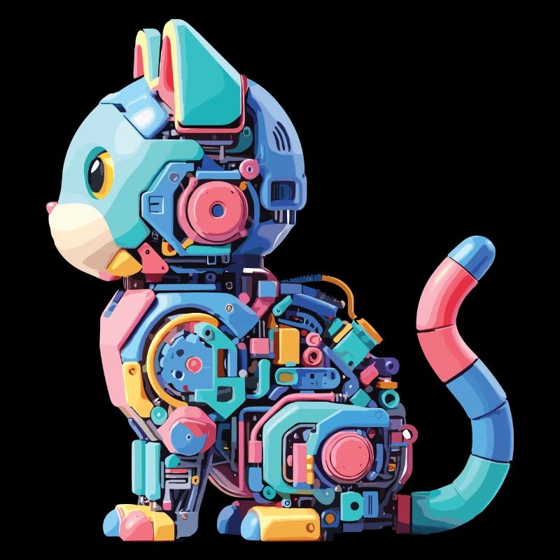 Bunte abstrakte Roboterkatze