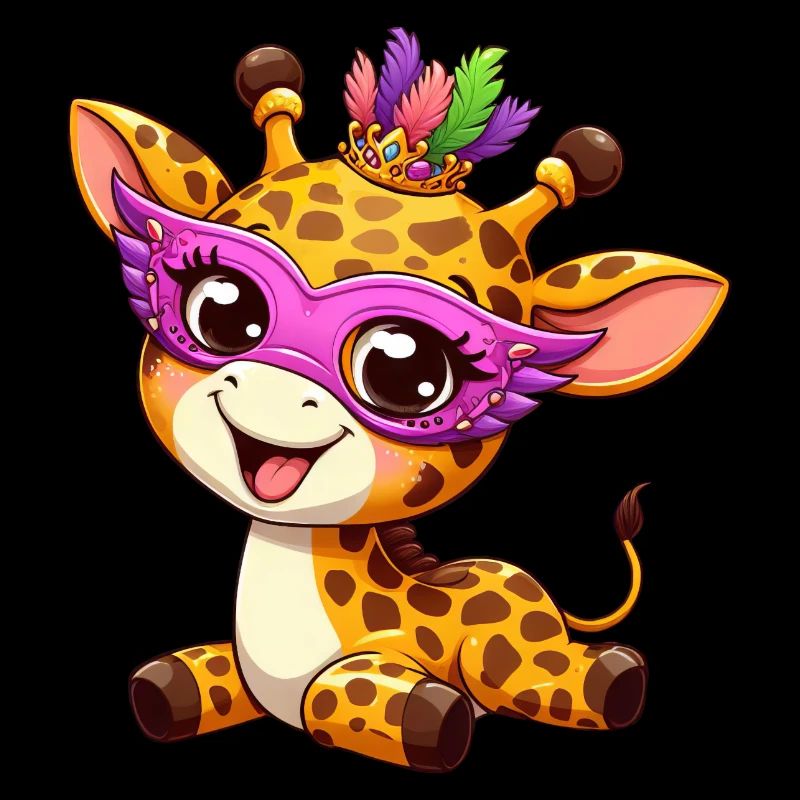 Mardi Gras Comic Giraffe: Sweet Celebration