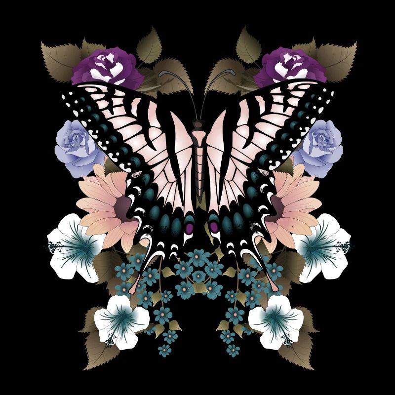 Queue d’aronde papillon avec des fleurs