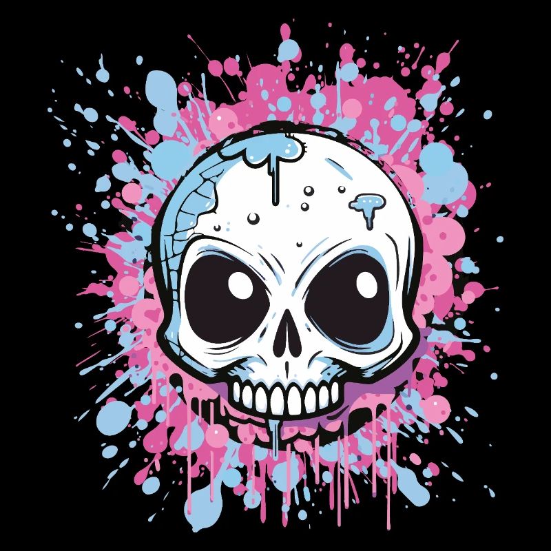 Neon Splatter Schädel Kunst