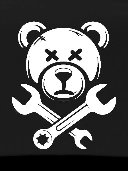 Bear skull with crossed wrenches