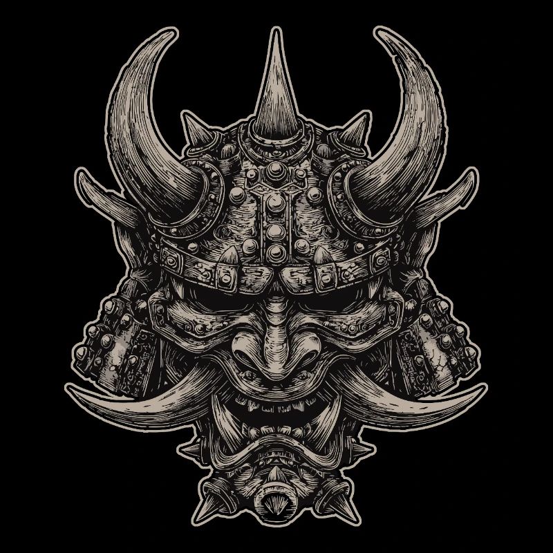 Dämonischer Samurai Helm Oni Maske