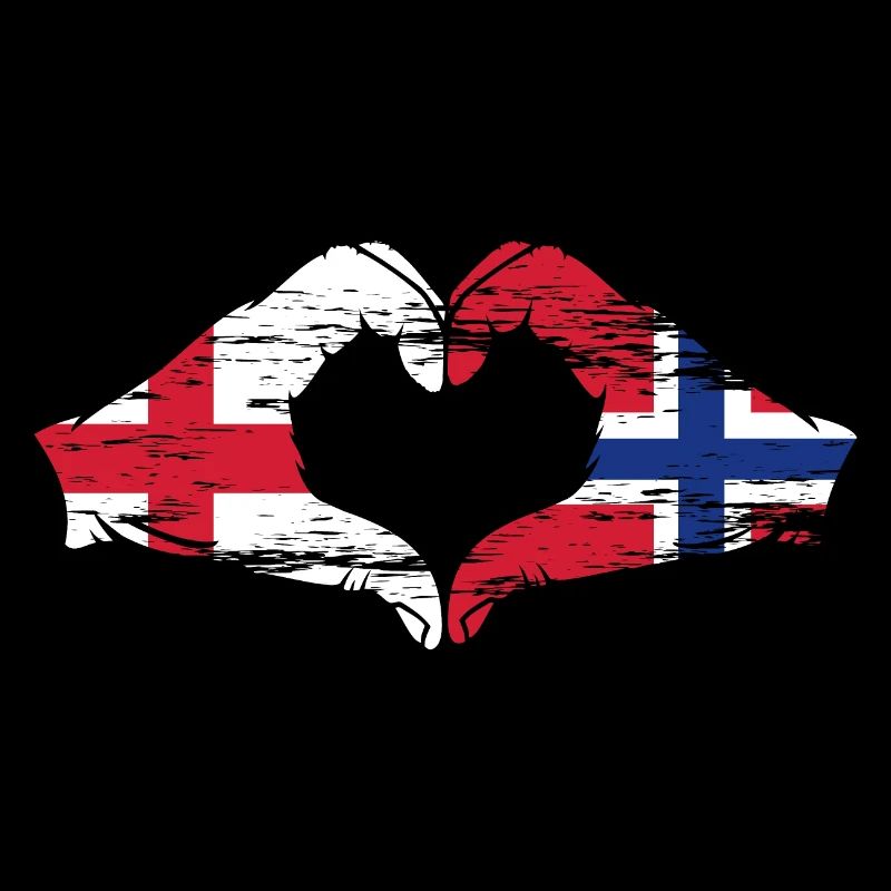 Angleterre Norvège drapeau mains forme coeur utilisé