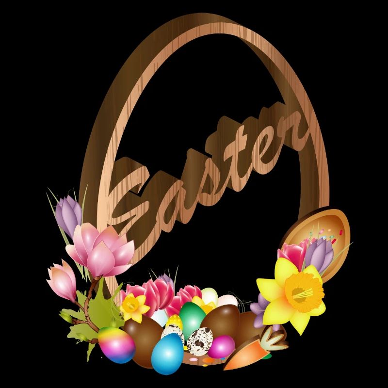 decorated Easter egg relief in wood look