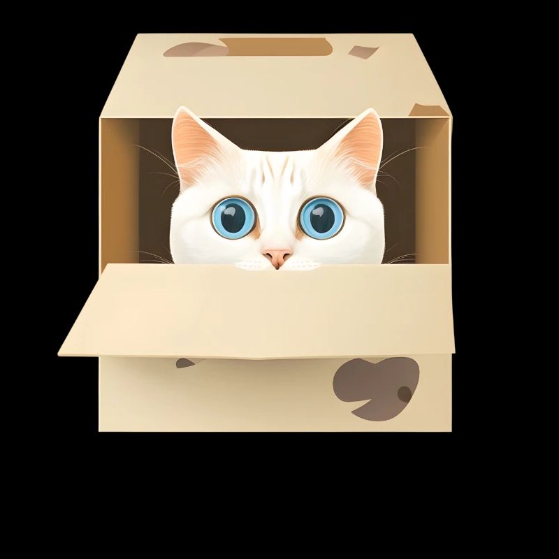 Curious kitten in a box