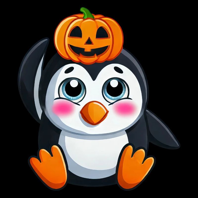 Mignon Halloween Pingouin Citrouille Dessin Animé Design