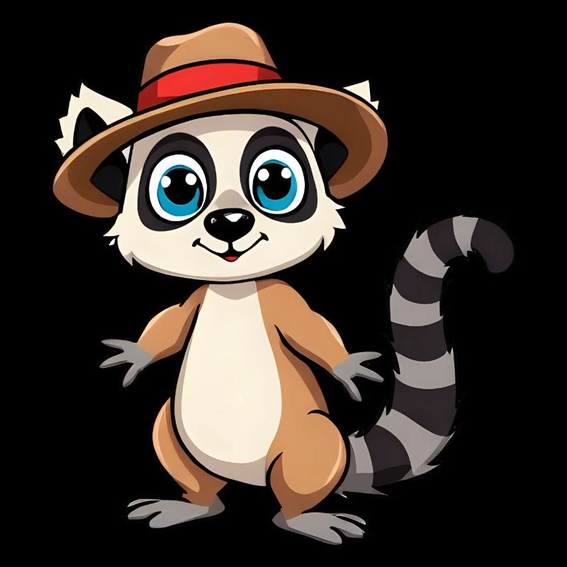 Raton laveur mignon avec chapeau rayé