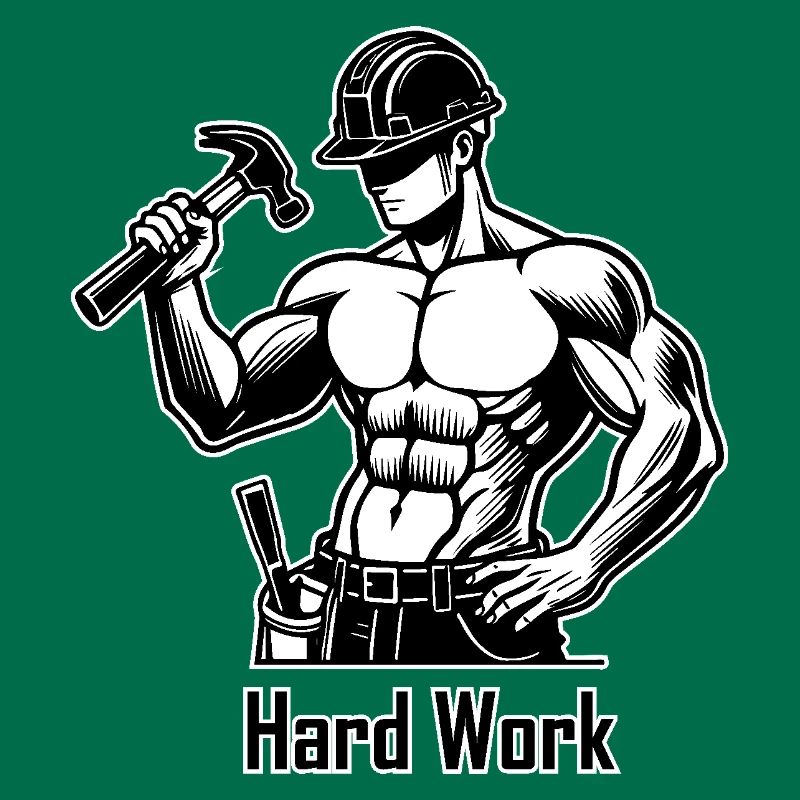 Topless construction worker - Hard Work Design