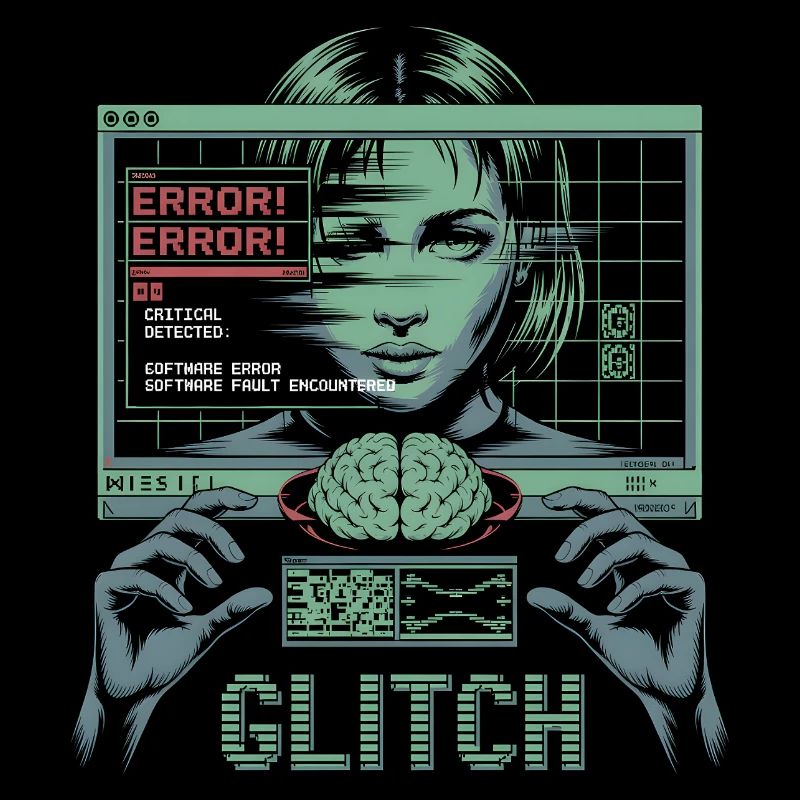 Error Glitch - Futuristisches Grafik T-Shirt