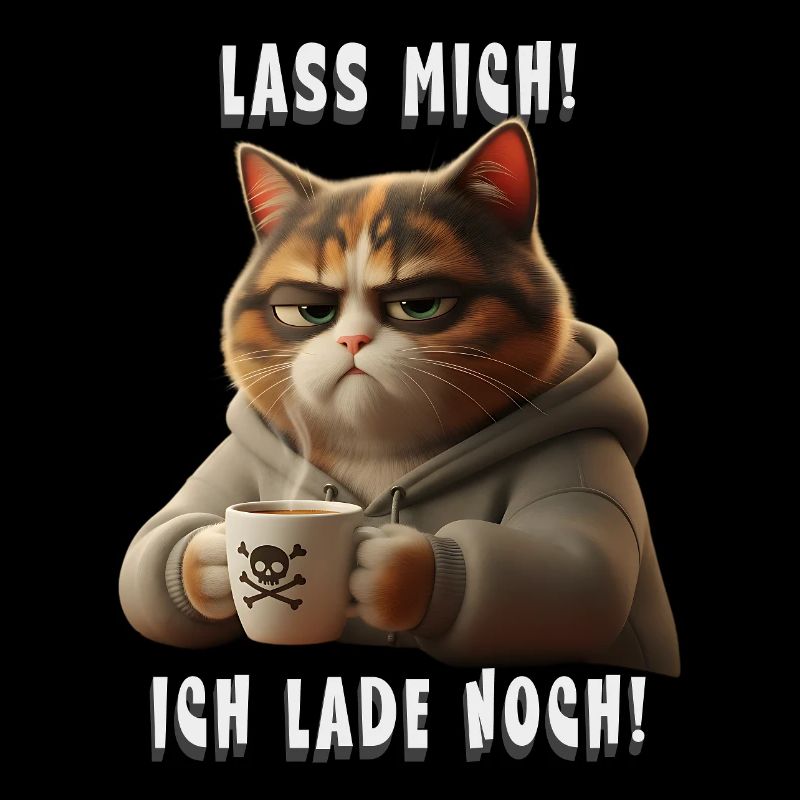 Grumpy Katze mit Kaffee Hoodie Morgenmuffel