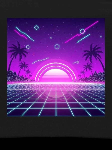 Neon Retro Sunset Grid