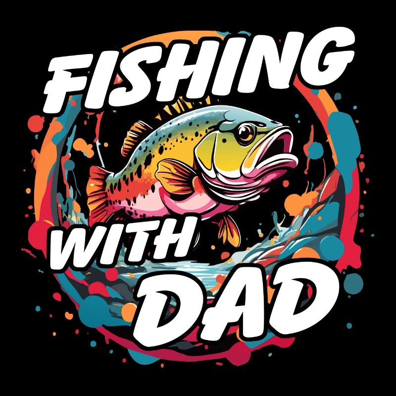 Pêche avec papa avec un design de poisson coloré