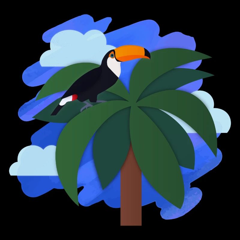 Toucan (palm tree, sky)