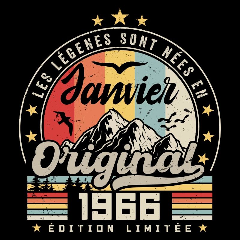 Janvier 1966 Vintage Rétro Anniversaire 1966