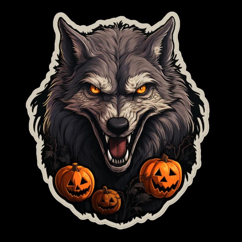 Halloween Wolf mit Kürbis