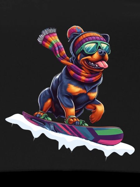 Rottweiler on Snowbord