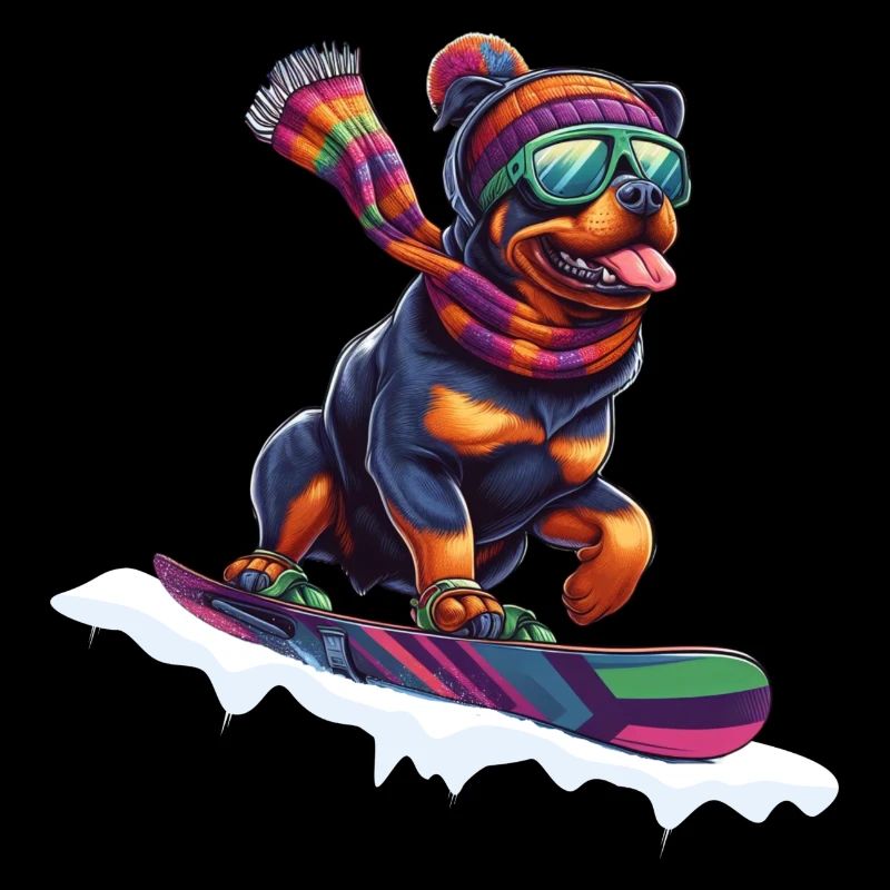 Rottweiler on Snowbord