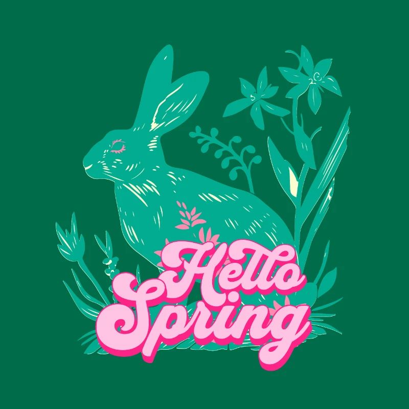 Hello Spring Rabbit with Flowers