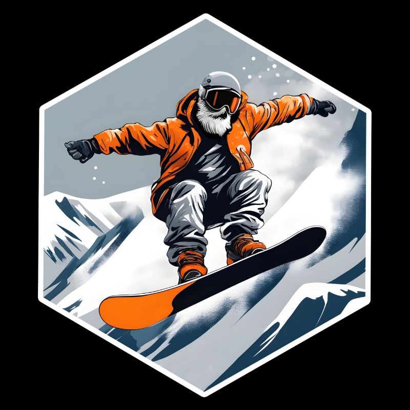Snowboarder Old Man With Beard