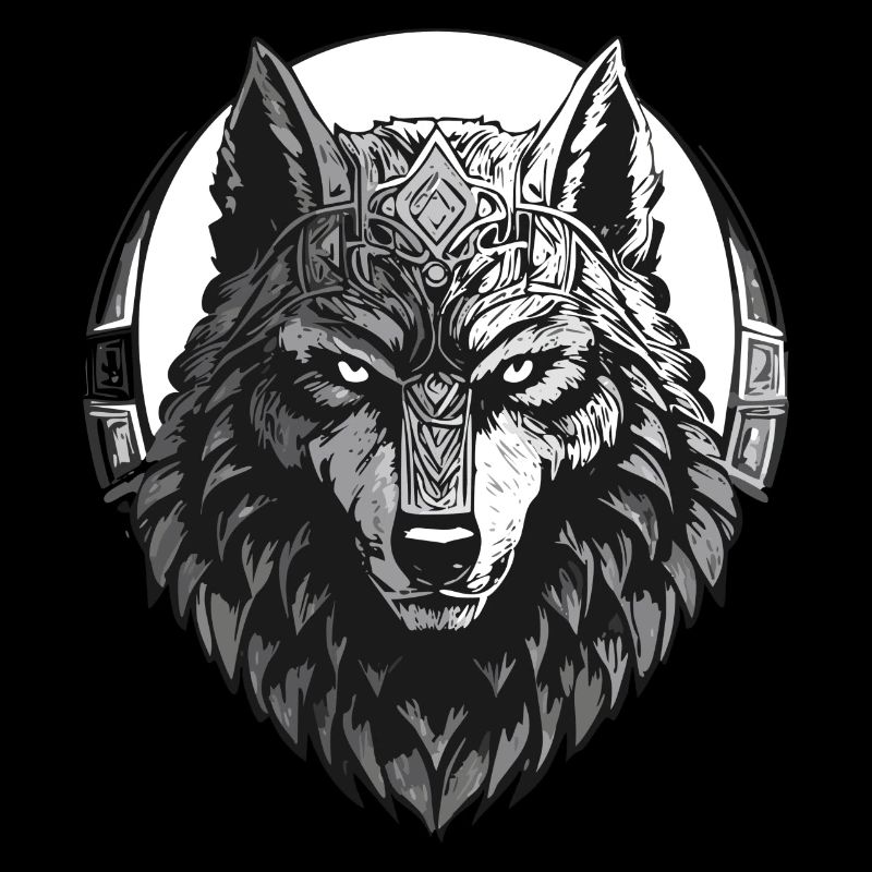 Valhalla Wolf Wolves Odin's Runes Norse Compass