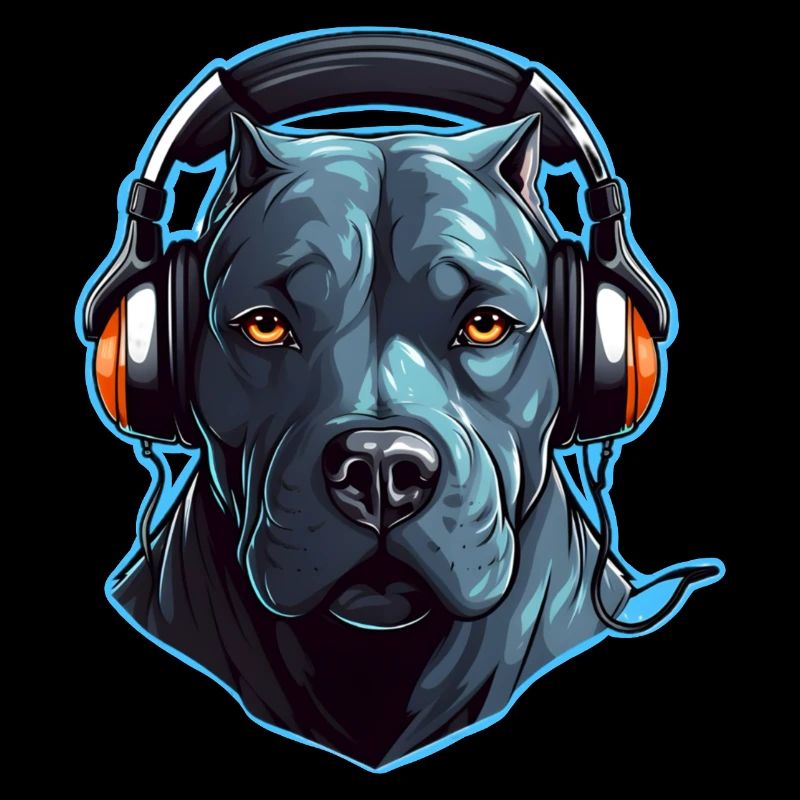 Cooler Pitbull mit Kopfhörern