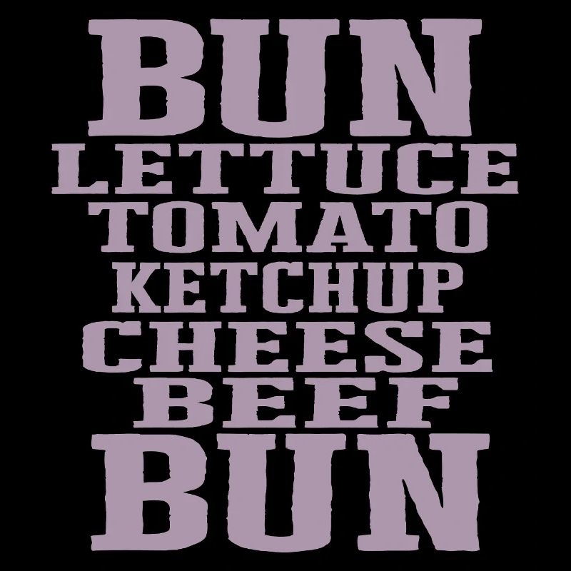 Burger Ingrédients Typographie Construction du cheeseburger