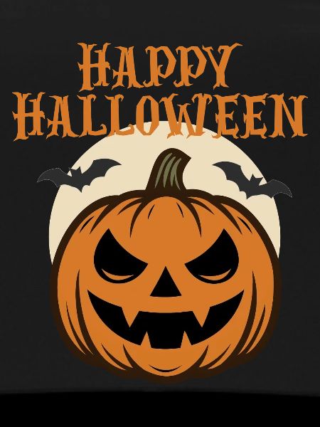 Happy Halloween Pumpkin with Bats