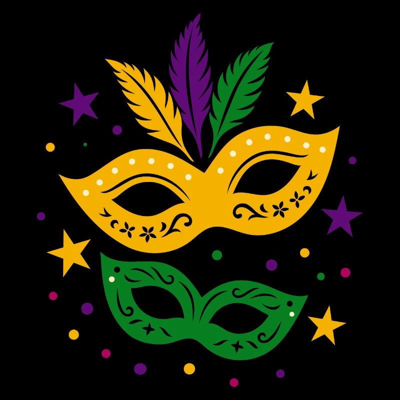 Masques de carnaval avec étoiles et plumes colorées