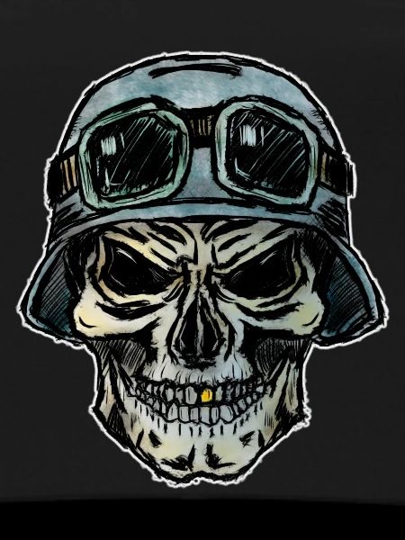 Crazy Biker skull with helmet