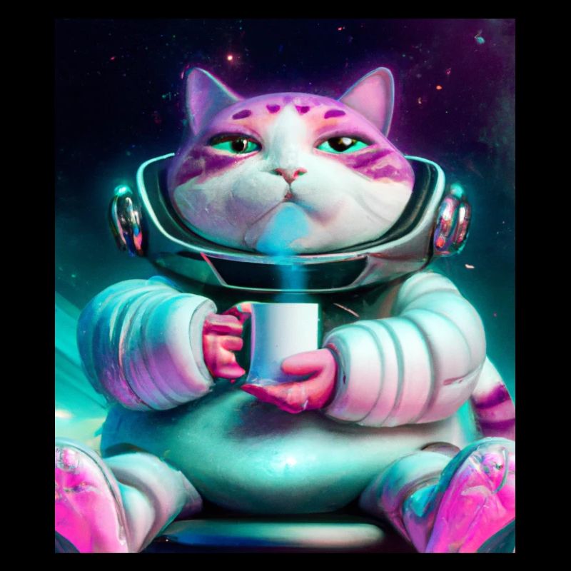 Big cat drinks tea in space