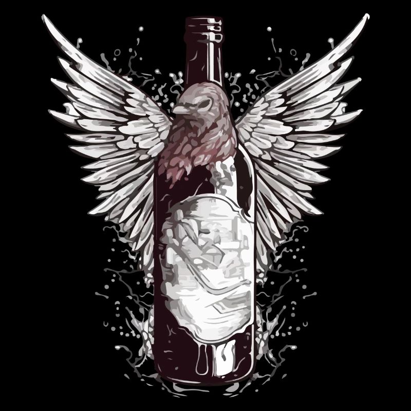 Bouteille de vin ailée n°3