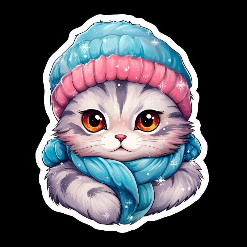 Chat avec chapeau et écharpe