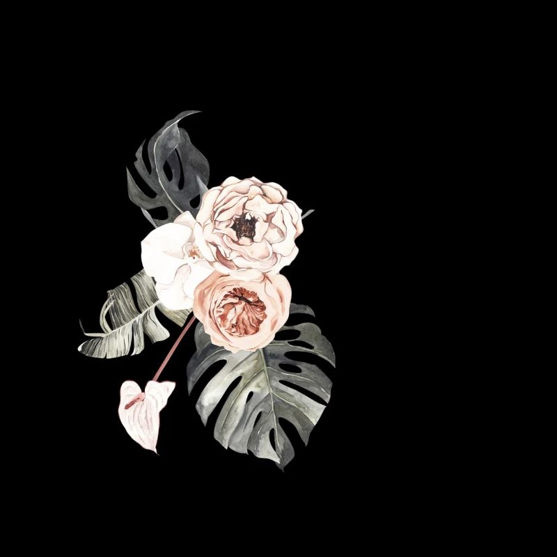 Lettre e floral tropical