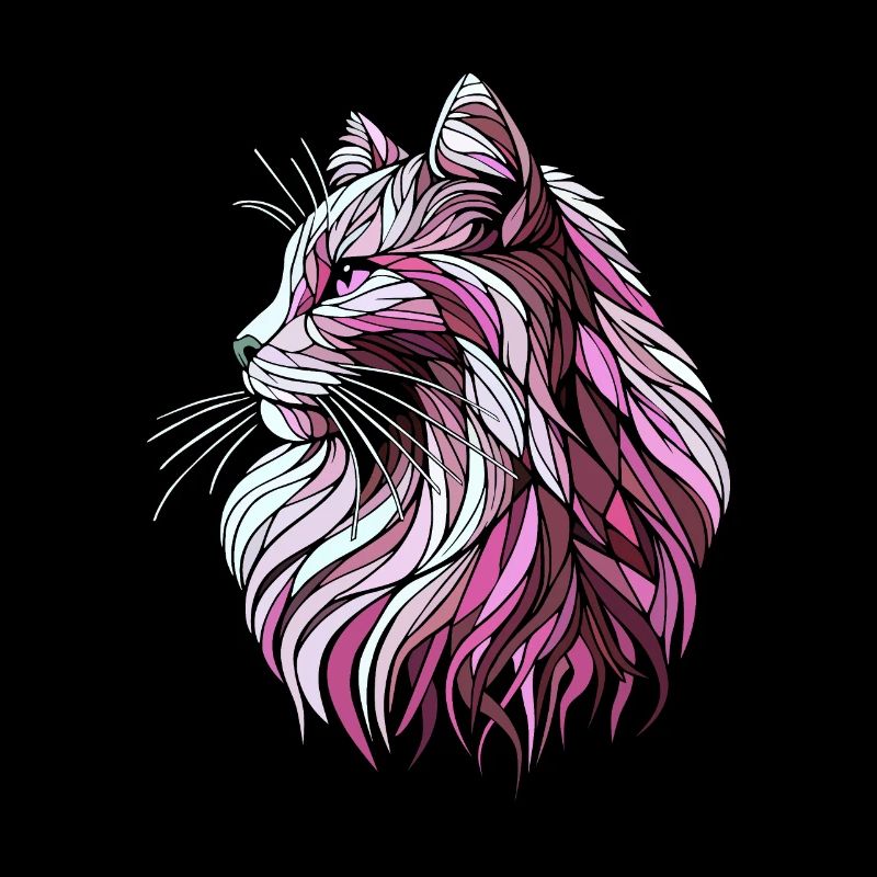 Pink cat head geometric art polygons