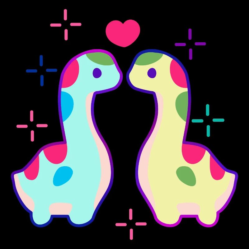 Two dinosaurs and heart