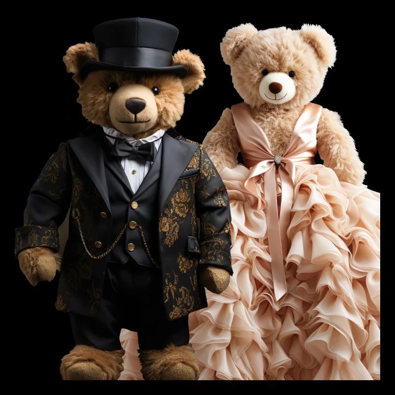 Deux ours en peluche nouvellement mariés